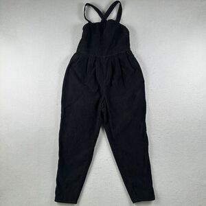 Free‎ People Overalls Women’s Small Black Corduroy Pleated Pockets Tie Strap